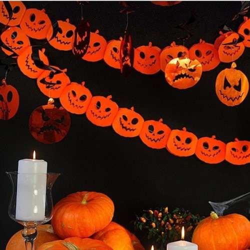 Halloween Kürbis-Girlande aus Papier, 3m