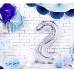 PartyDeco 80cm Silber 2 Zahlenballon