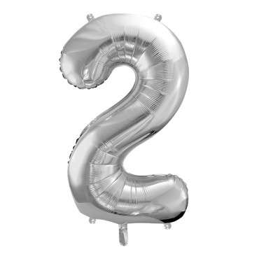 XXL Number 2 Foilballoon Metallic Silver