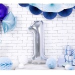 PartyDeco 80cm Silber 1 Zahlenballon