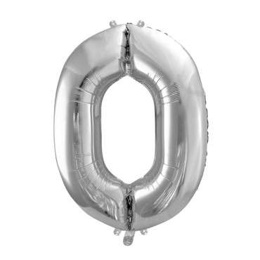 Silver XXL Number 0 Foilballoon