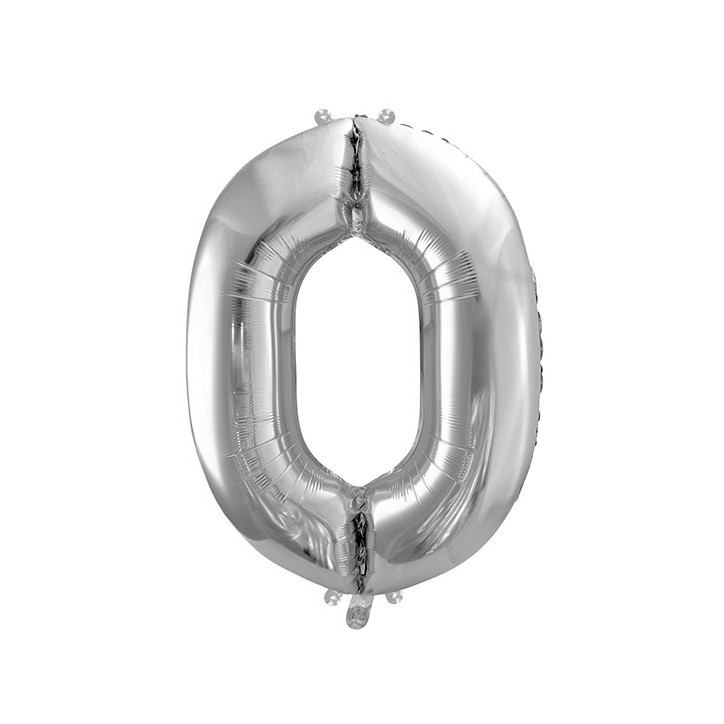 Silver XXL Number 0 Foilballoon