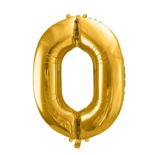 PartyDeco 80cm Number 0 Balloon Gold