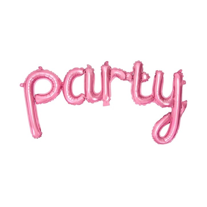 Party pink script foil balloon