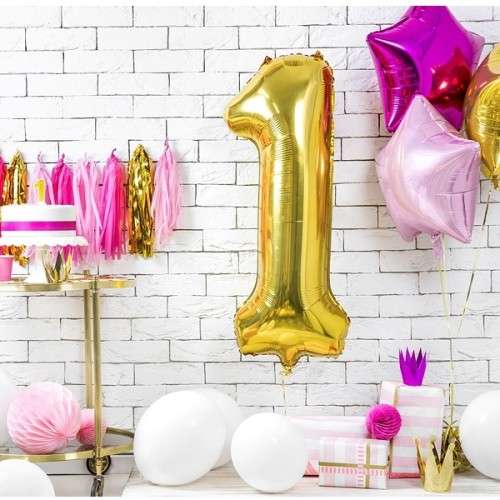 PartyDeco 80cm Number 1 Balloon Gold