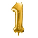 PartyDeco 80cm Number 1 Balloon Gold