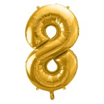 PartyDeco 80cm Number 8 Balloon Gold