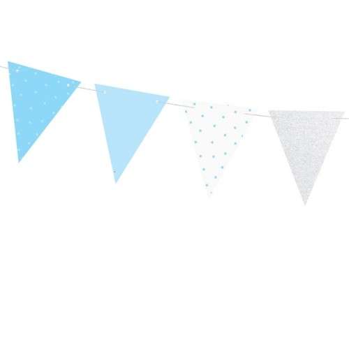 PartyDeco 1st Birthday Paper Bunting Blue, 2 Metres