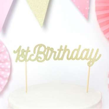 1st Birthday Cake Topper Gold