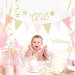 PartyDeco 1st Birthday Tortentopper Gold