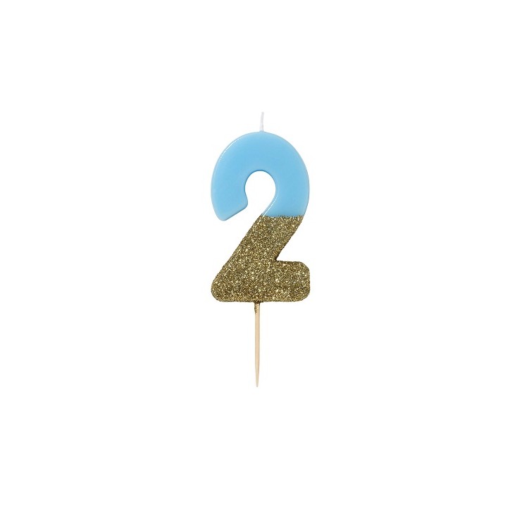 Number 2 Birthday Candle Blue Glamour