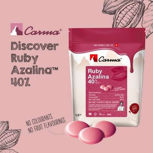 Carma Kuvertüre Tropfen Ruby Azalina 40%, 1500g