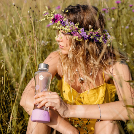 Equa Wasserflasche mit Blumen - Flowerhead Lily Glasflasche