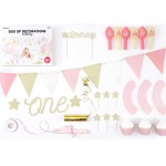 PartyDeco 1st Birthday Partydeko Set Gold/Rosa, 33-teilig