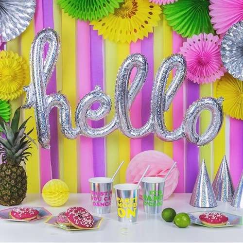 PartyDeco Hello Foil Balloon Pink, 80x40cm