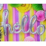 PartyDeco Hello Folienballons Silber, 80x40cm