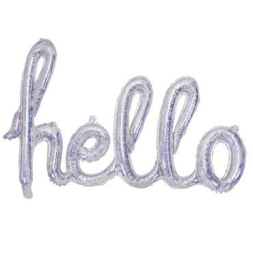 Script-Folienballon "hello" - silber