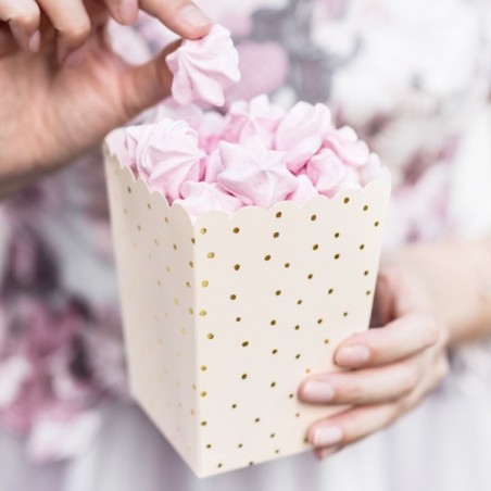 Popcorn Holder Light Pink with Gold foil Polka Dots