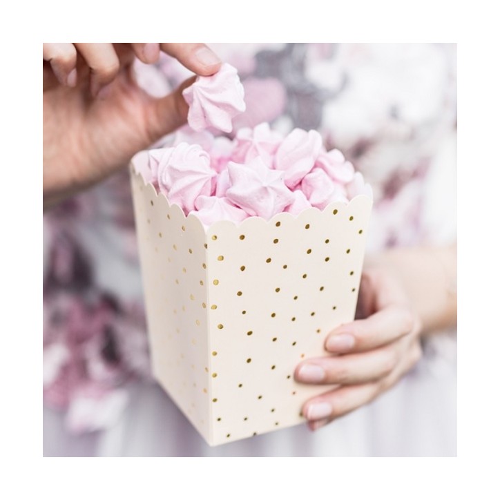 Popcorn Holder Light Pink with Gold foil Polka Dots