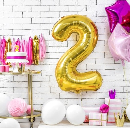 Metallic foil balloon Number "2" gold