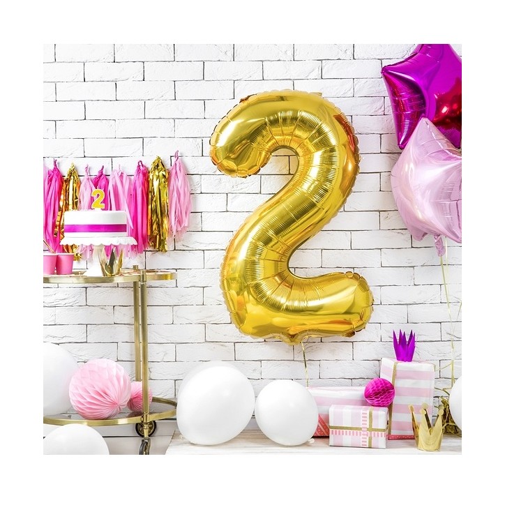 Metallic foil balloon Number "2" gold