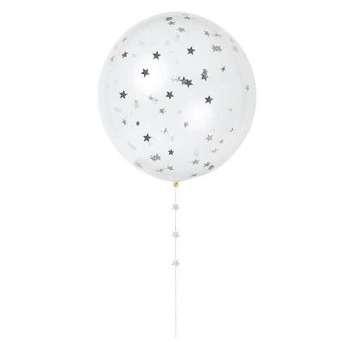 Meri Meri Star Confetti Balloon Set SILVER, 8pcs