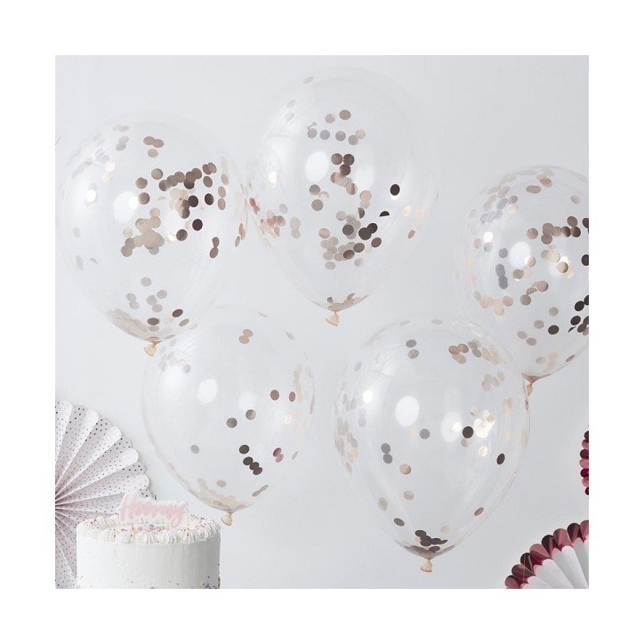 Rose Gold Confetti Balloons - Pick & Mix PM-336