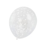 Unique Party Luftballons transparent mit Konfetti Weiss, 6 Stück