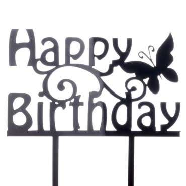 Lasercut acrilic Happy Birthday Cake Topper