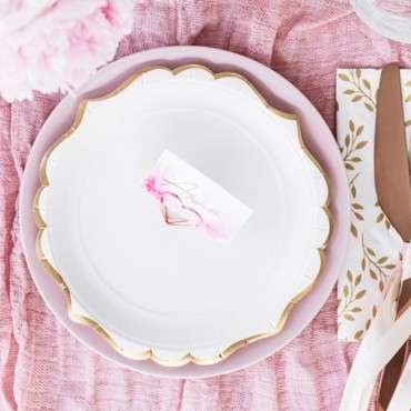 Elegant White Paper Plates with Gold edges