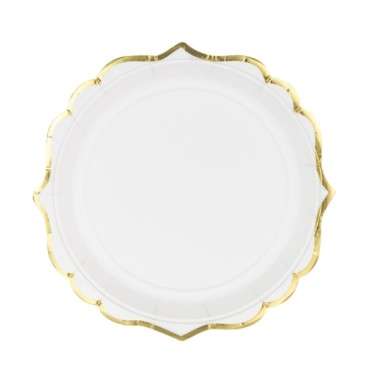 Elegant White Paper Plates with Gold edges