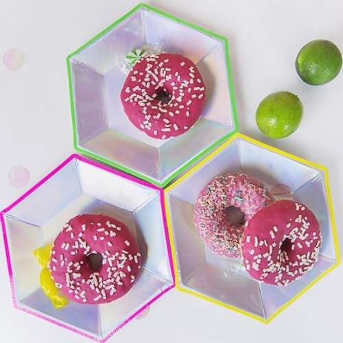 PartyDeco Cake Plates HoloParty, 6 pcs