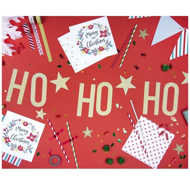 PartyDeco HO HO HO Party Banner, 1m