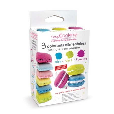 Edible Lustre Food Colour Dust - Blue, Lime Green & Purple Pink