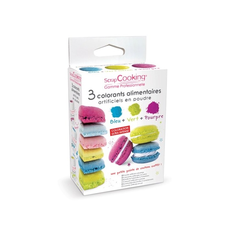 Edible Lustre Food Colour Dust - Blue, Lime Green & Purple Pink