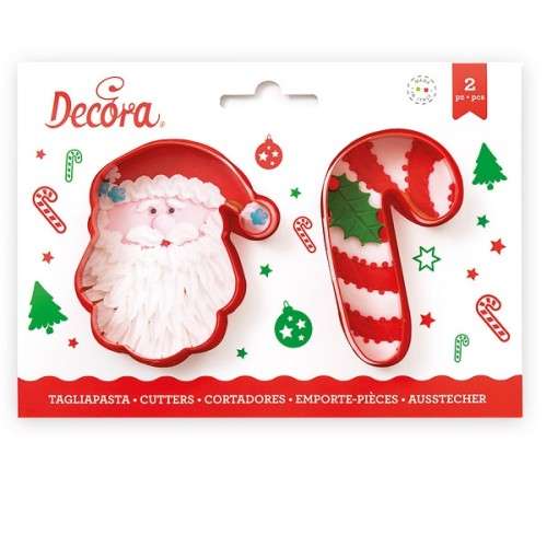 Decora Weihnachtsmann & Zuckerstange Plätzchenausstecher Set, 2 Stück