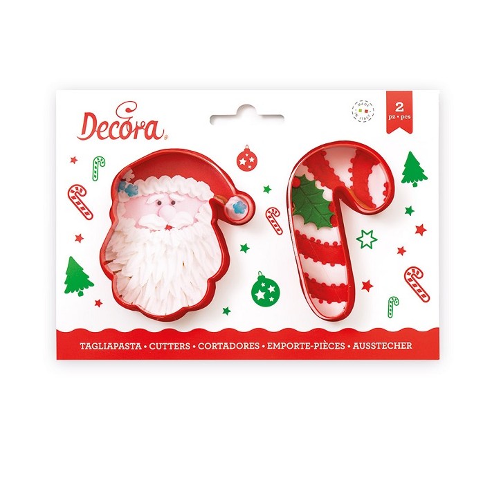 Decora Santa Claus & Candy Cane Cookie Cutters, 2 pcs