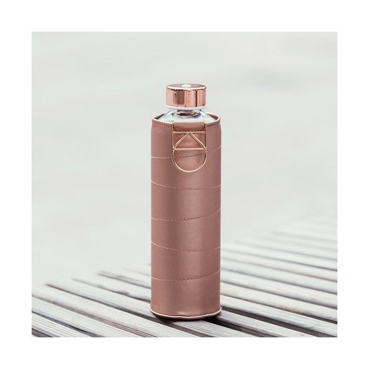 Rose-Gold Mismatch Glasflasche 750ml mit Kunstleder Cover