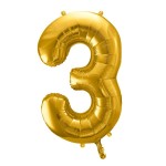 PartyDeco 80cm Number 3 Balloon Gold