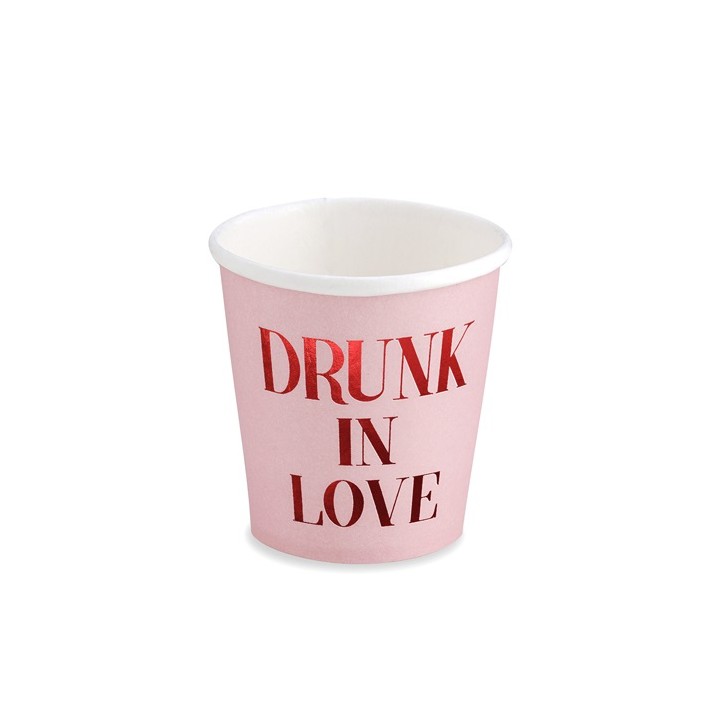 Einwegbecher Drunk in Love - Pappbecher Valentinstag