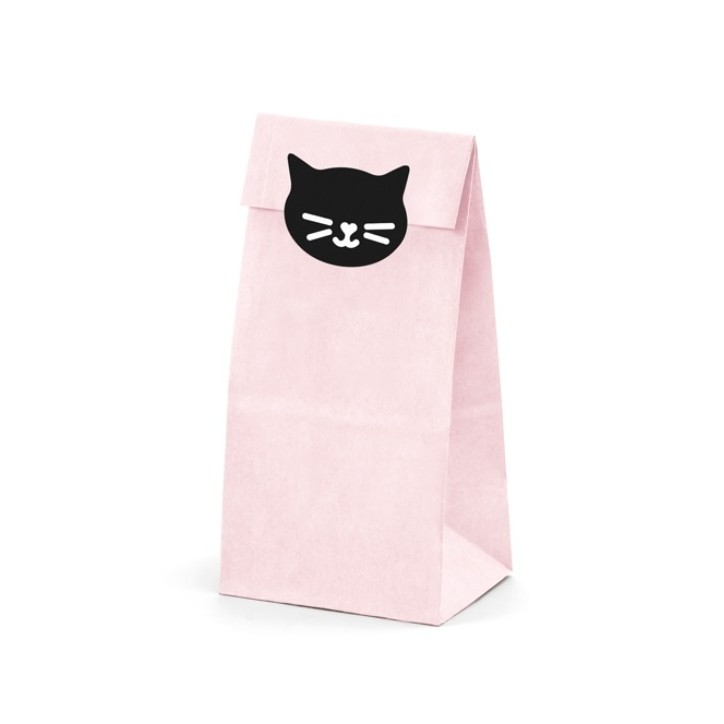 PartyDeco Mewo Kitty Treat Bags with Sticker, 6 pcs