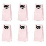 PartyDeco Mewo Kitty Treat Bags with Sticker, 6 pcs