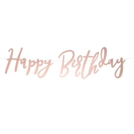 Roségoldene Happy Birthday Partygirlande - GRL75-019R