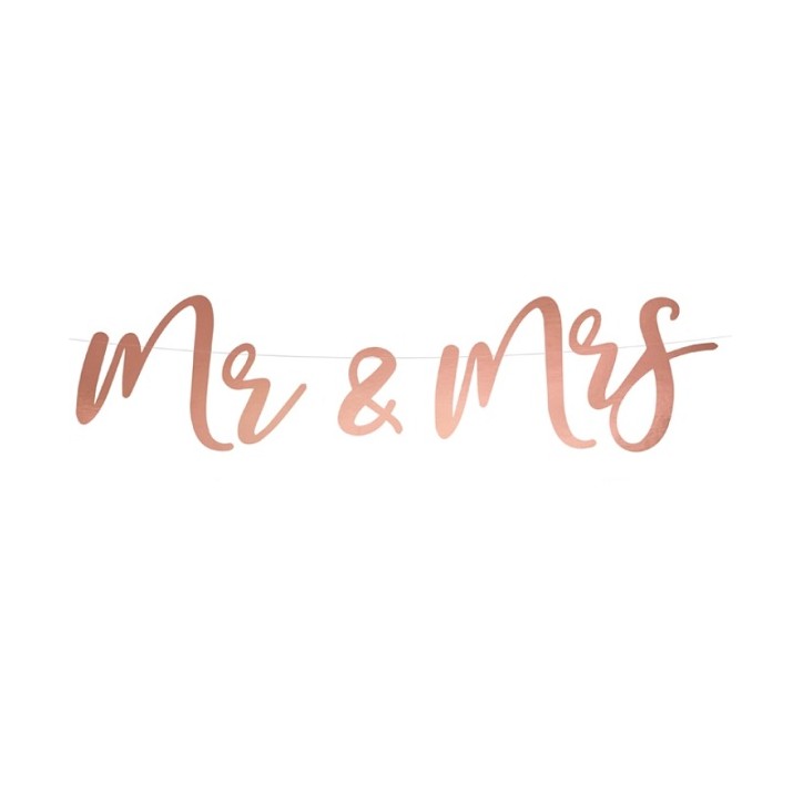 Banner Roségold - Mr & Mrs 16.5cm x 68cm