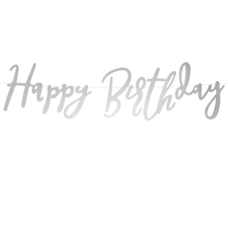 Silver Decoration Banner Happy Birthday - GRL75-018M