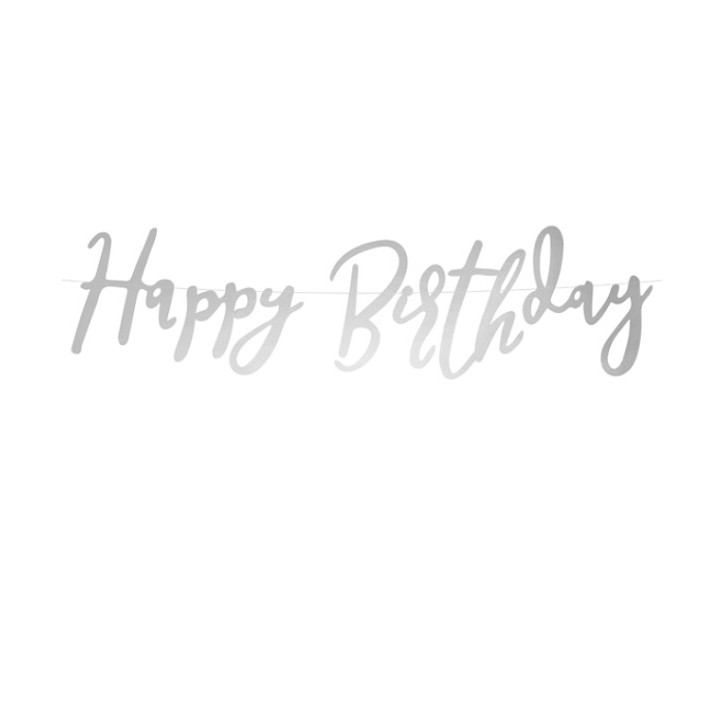 Silver Decoration Banner Happy Birthday - GRL75-018M