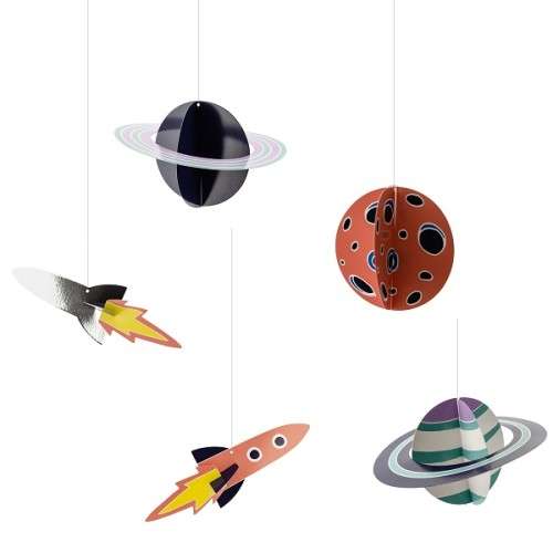 PartyDeco Space Party hanging party decoration, 5 pcs