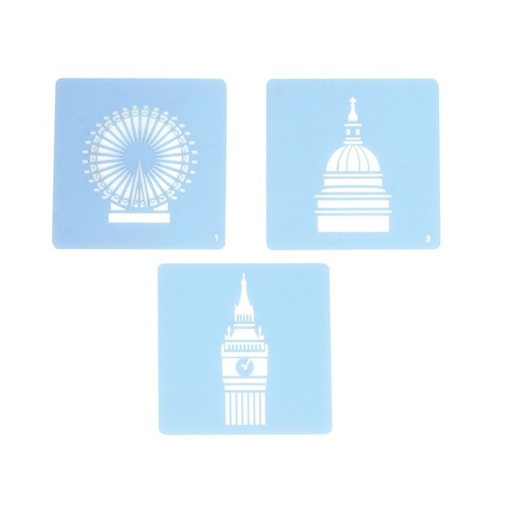 London's Sehenswürdigkeiten Stencil Set - Big Ben, London Eye & St Pauls Cathedral