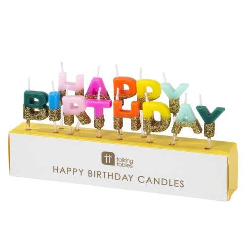 Talking Tables Rainbow Glamour Happy Birthday Candles