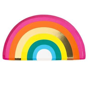 Regenbogen Pappteller - Regenbogenpartyzubehör